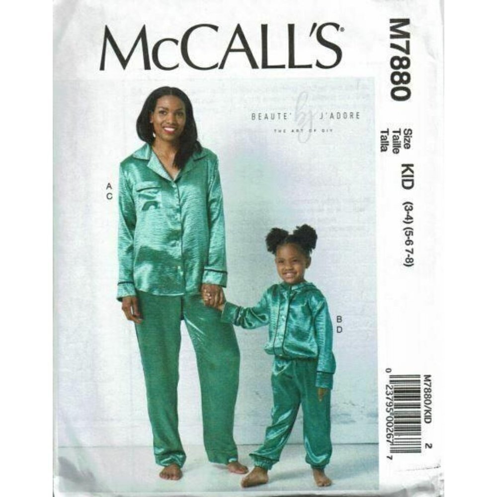 McCalls Sewing Pattern 7880 Kids Nightshirt Pants Sizes 3-8